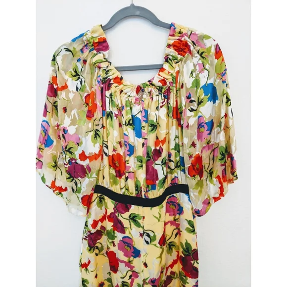 NWT SALONI olivia yellow floral midi dress yellow - Picture 10 of 12